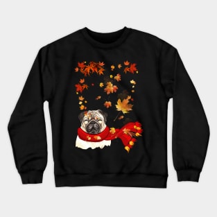 Maple Leaf Pug Fall Hello Autumn Gift Crewneck Sweatshirt